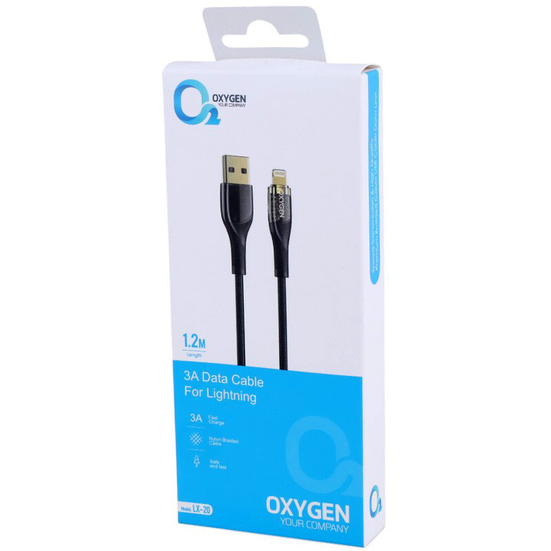 کابل آیفونی فست شارژ Oxygen LX-20 3A 1.2m