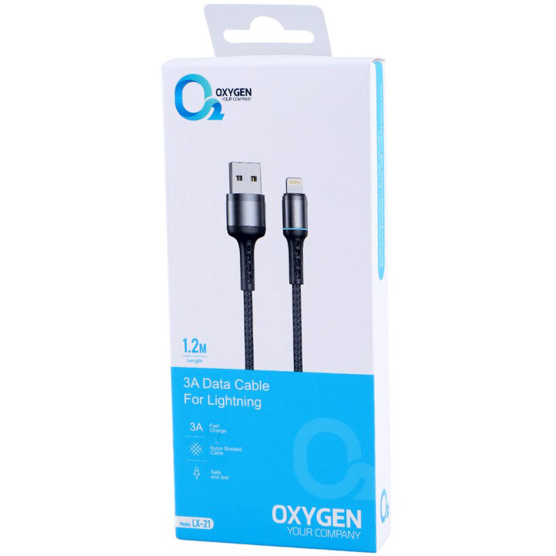 کابل آیفونی فست شارژ Oxygen LX-21 3A 1.2m