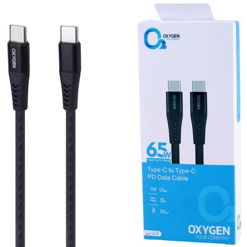کابل تبدیل فست شارژ Oxygen LX-5 Type-C to Type-C PD 65W 1m