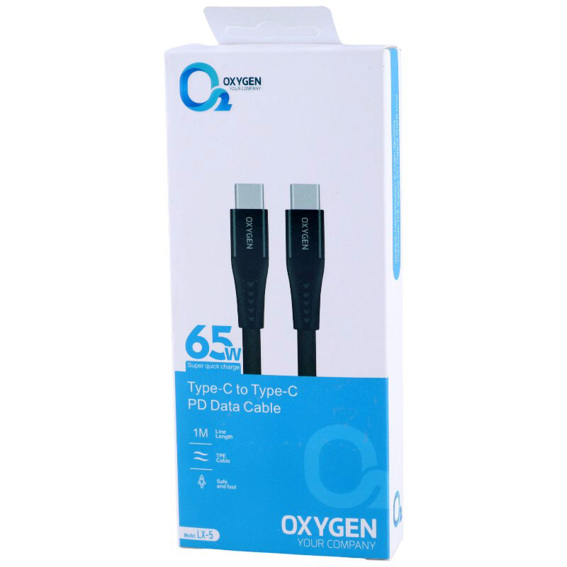 کابل تبدیل فست شارژ Oxygen LX-5 Type-C to Type-C PD 65W 1m