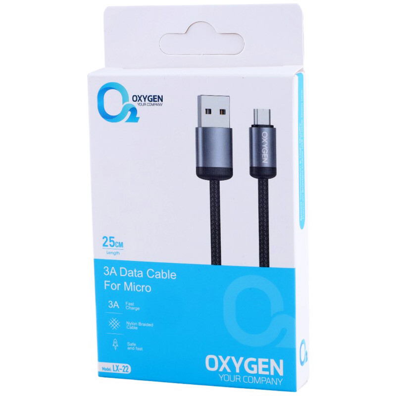 کابل کوتاه میکرو یو اس بی فست شارژ Oxygen LX_22 3A 25cm