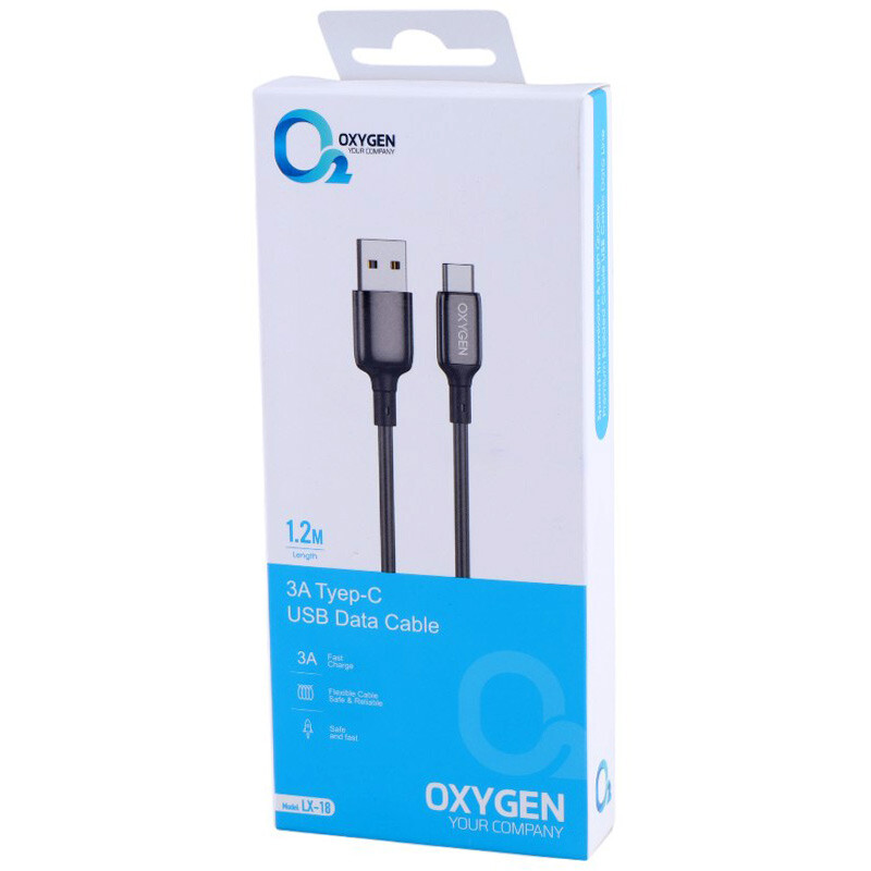 کابل تایپ سی فست شارژ Oxygen LX-18 3A 1.2m