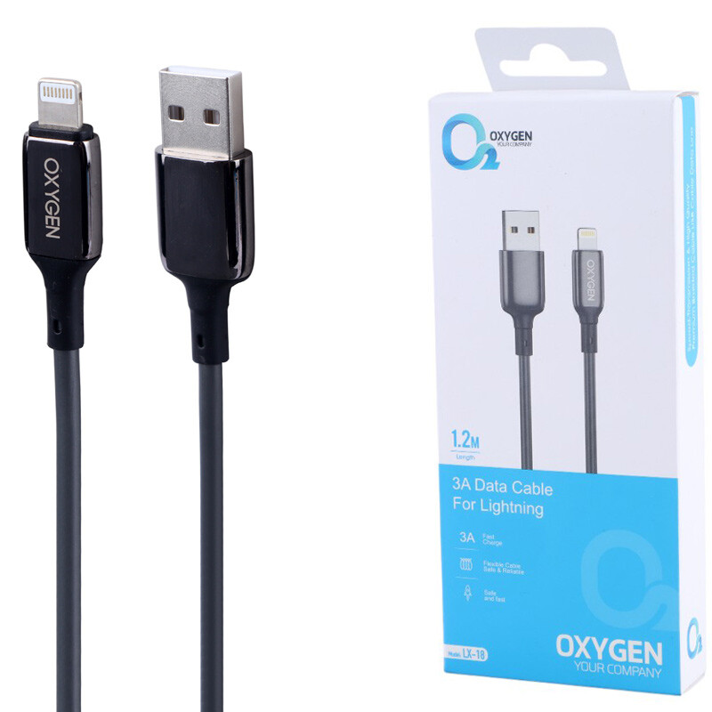 کابل آیفونی فست شارژ Oxygen LX-18 3A 1.2m