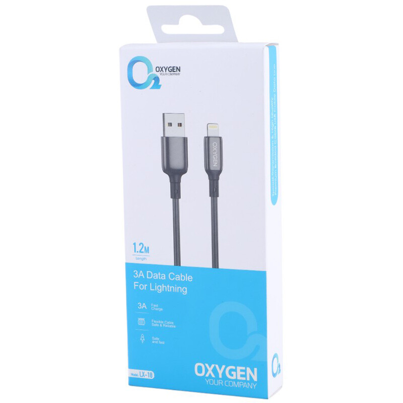 کابل آیفونی فست شارژ Oxygen LX-18 3A 1.2m