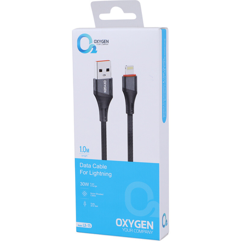 کابل آیفونی فست شارژ Oxygen LX-15 30W 1m