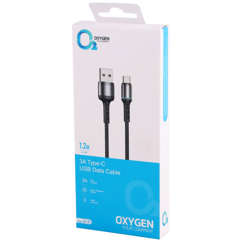 کابل تایپ سی فست شارژ Oxygen LX-21 3A 1.2m
