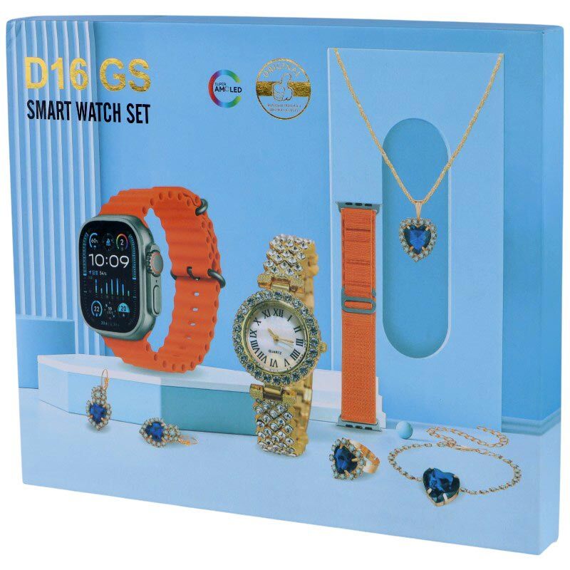 ساعت هوشمند D16 GS 49mm + یک عدد ساعت عقربه ای زنانه