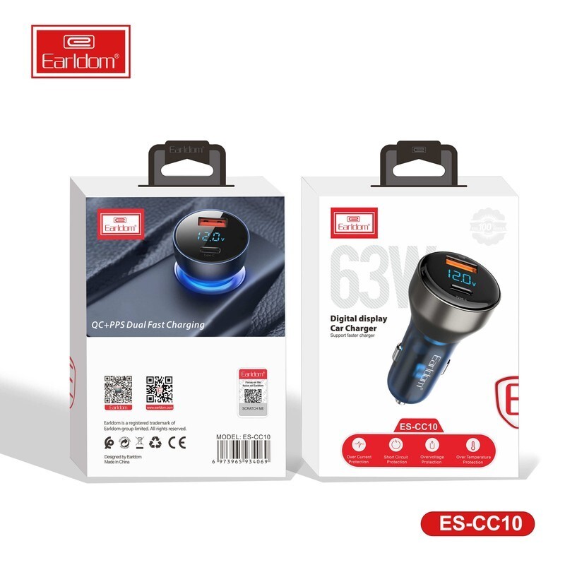 شارژر فندکی فست شارژ Earldom ES-CC10 QC3.0 PD 3.6A 45W