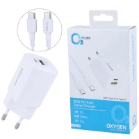 شارژر دیواری 30 وات اکسیژن CH-10 PD QC3.0 3A + کابل تبدیل تایپ سی