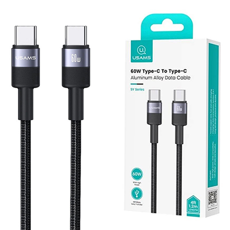 کابل تبدیل فست شارژ Usams SJ724 Type-C to Type-C 60W 1.2m