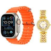ساعت هوشمند D16 GS 49mm + یک عدد ساعت عقربه ای زنانه