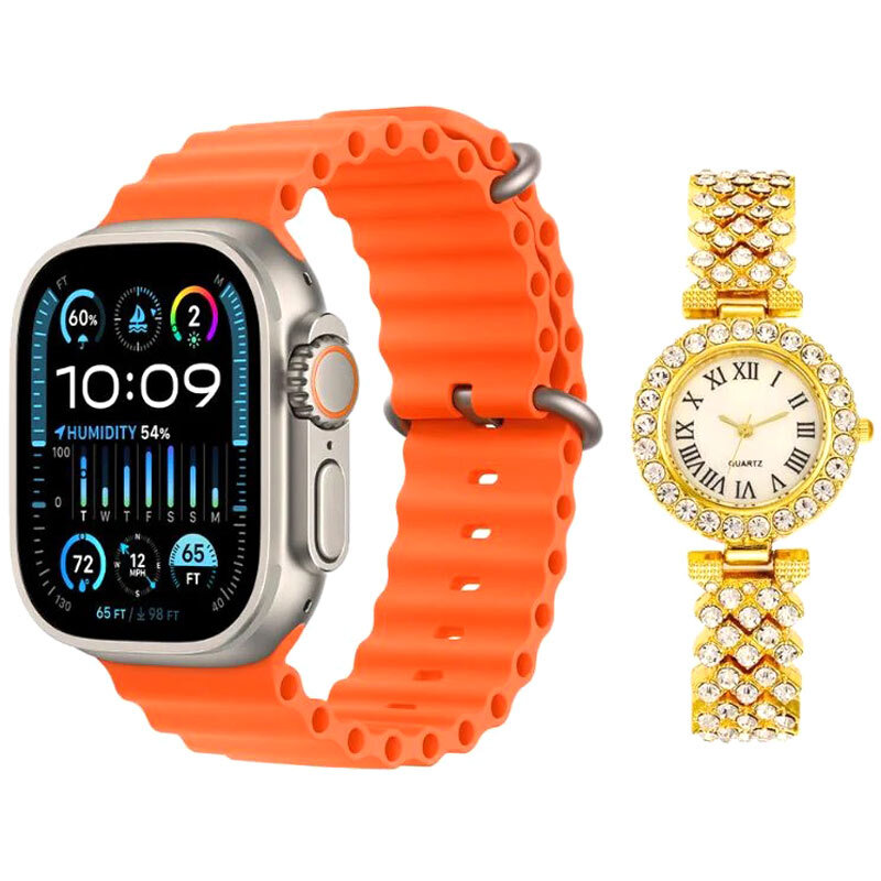 ساعت هوشمند D16 GS 49mm + یک عدد ساعت عقربه ای زنانه