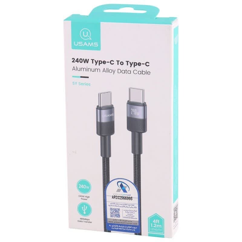 کابل تبدیل فست شارژ Usams SJ727 Type-C To Type-C 240W 1.2m
