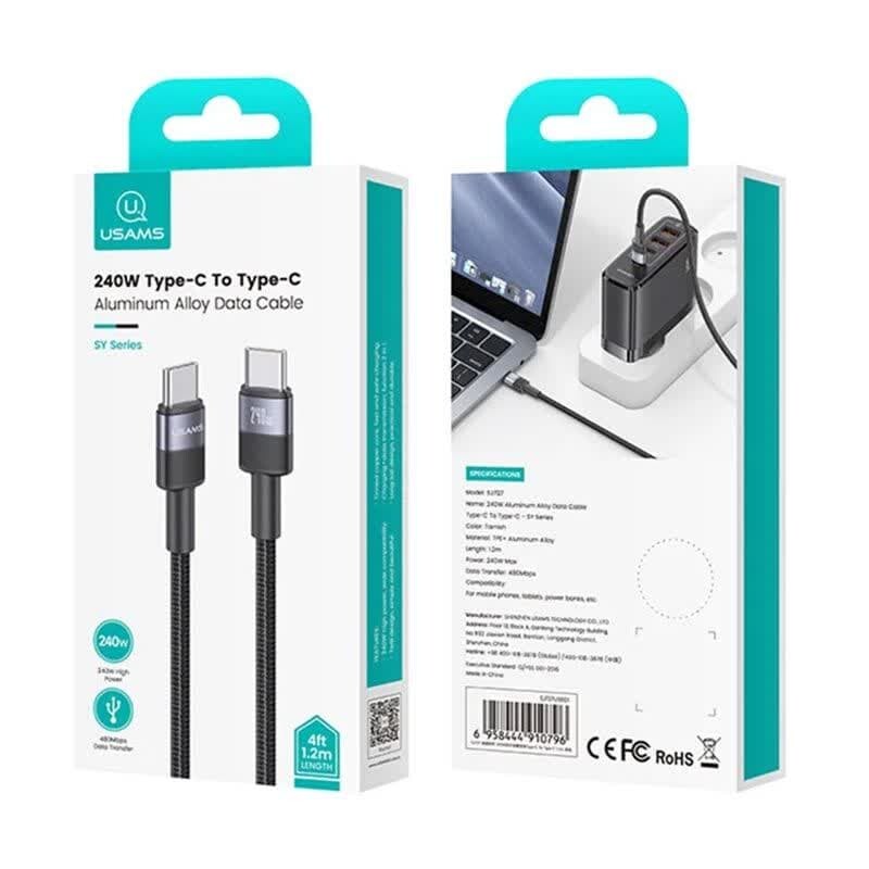 کابل تبدیل فست شارژ Usams SJ727 Type-C To Type-C 240W 1.2m