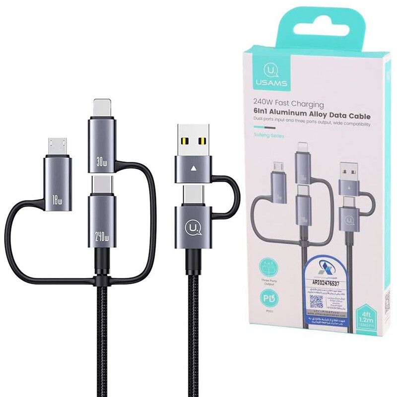 کابل تبدیل فست شارژ Usams SJ737 PD3.1 240W 1.2m