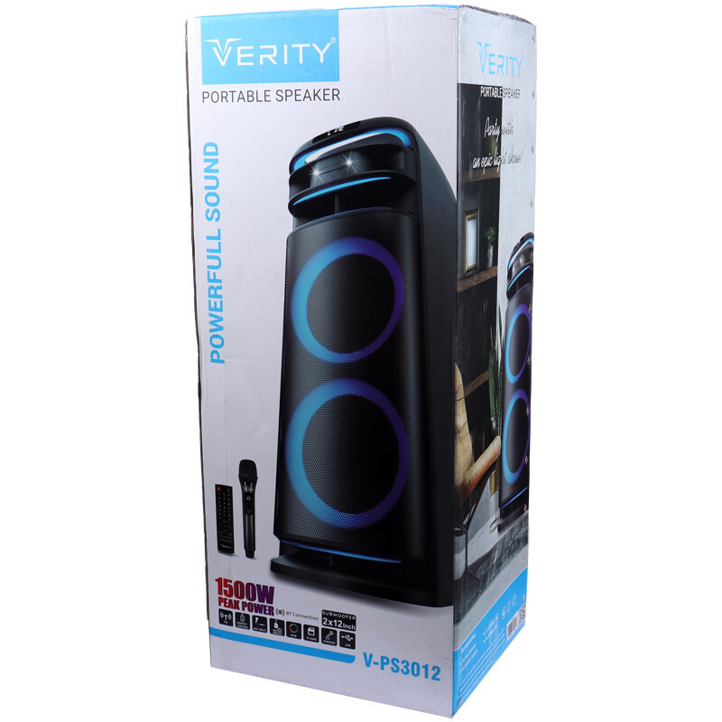 اسپیکر خانگی ایستاده Verity V-PS3012 + میکروفون و ریموت کنترل