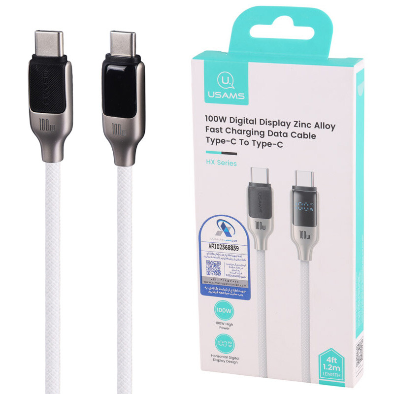 کابل تبدیل فست شارژ Usams SJ742 Type-C To Type-C 100W 1.2m