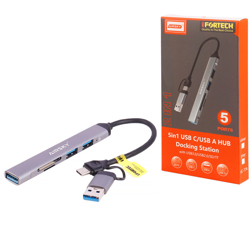 هاب 3 پورت Type-C/USB3.0 ایفورتک Airsky HC-77A