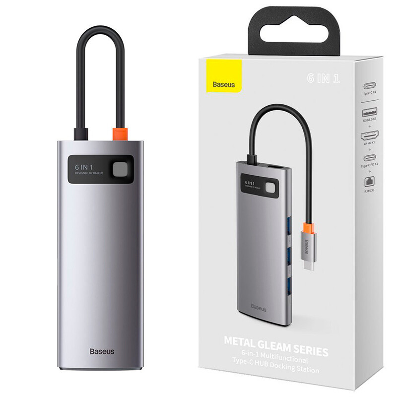 هاب 6 پورت Type-C باسئوس Metal Gleam Series CAHUB-CW0G