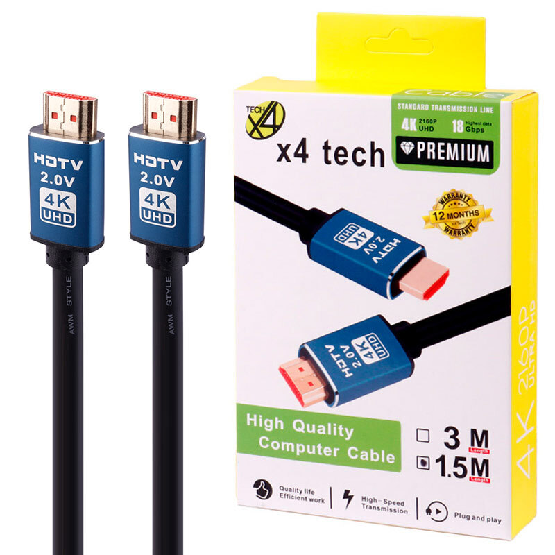 کابل X4Tech HDMI v2.0 4K 1.5m