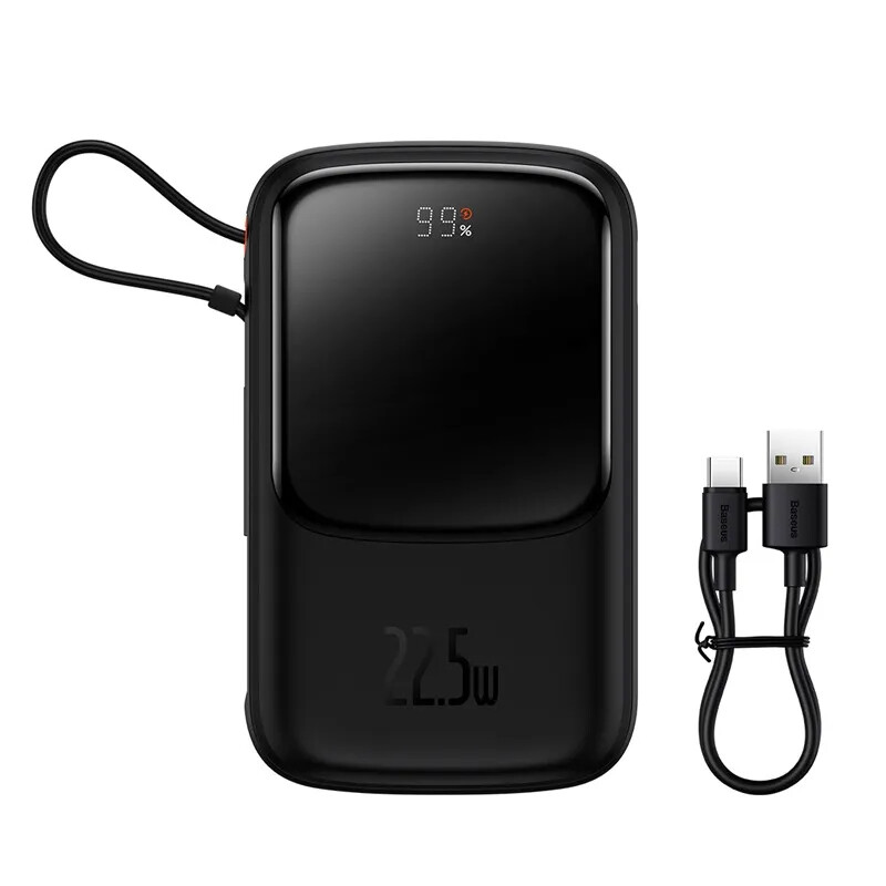 پاور بانک فست شارژ باسئوس Qpow Pro PPQD06010 QC3.0 PD 22.5W ظرفیت 10000 میلی آمپر ساعت