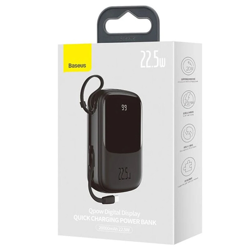 پاور بانک فست شارژ باسئوس Qpow Pro PPQD06010 QC3.0 PD 22.5W ظرفیت 10000 میلی آمپر ساعت