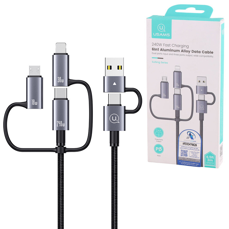 کابل تبدیل فست شارژ Usams SJ738 PD3.1 240W 2m