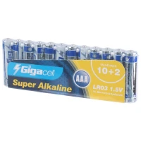پک 2+10 باتری نیم قلمی Gigacell Super Alkaline LR03 1.5V AAA شرینک