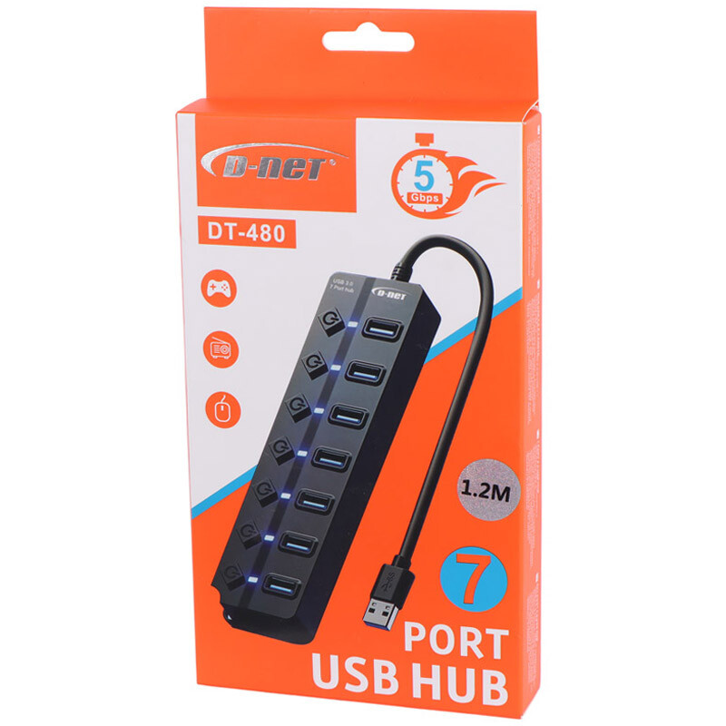 هاب 7 پورت USB 3.0 دی نت DT-480