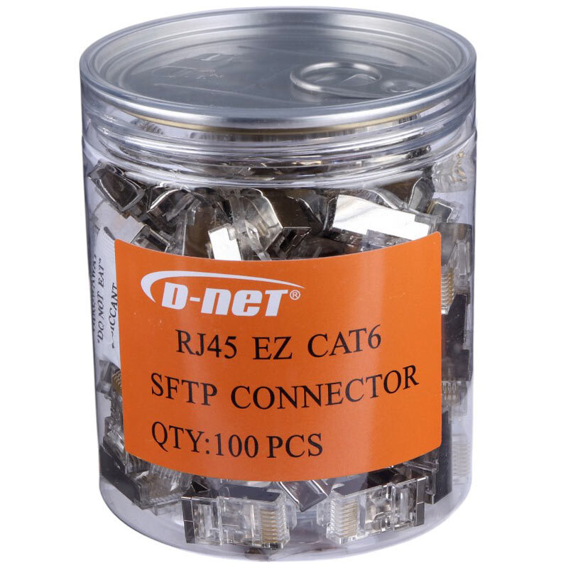 سوکت شبکه D-Net RJ45 EZ Cat6 SFTP بسته 100 عددی