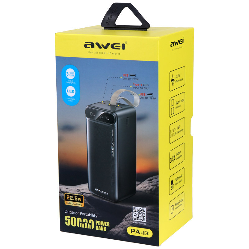 پاوربانک فست شارژ اوی PA_13 QC3.0 PD 22.5W ظرفیت 50000 میلی آمپر ساعت