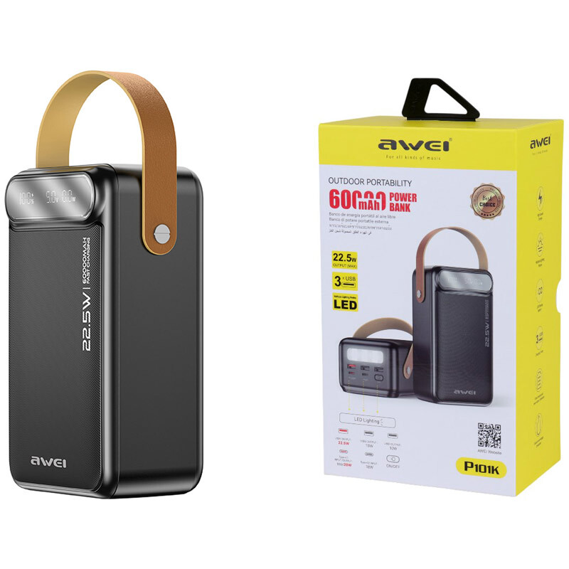 پاوربانک فست شارژ اوی P101K QC3.0 PD 22.5W ظرفیت 60000 میلی آمپر ساعت