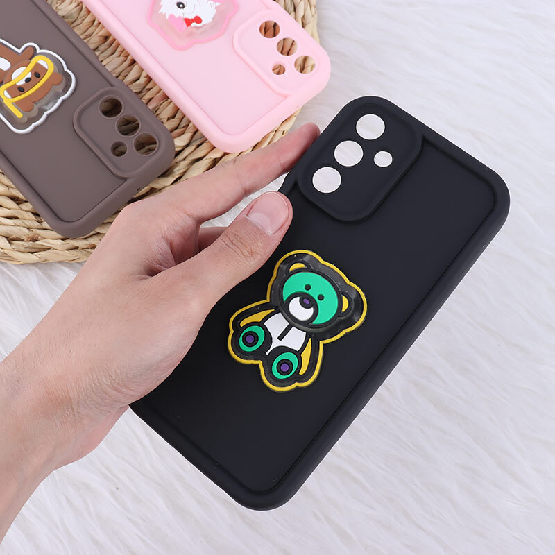 قاب سولید چراغ دار سامسونگ Galaxy A15 عروسکی برجسته محافظ لنزدار