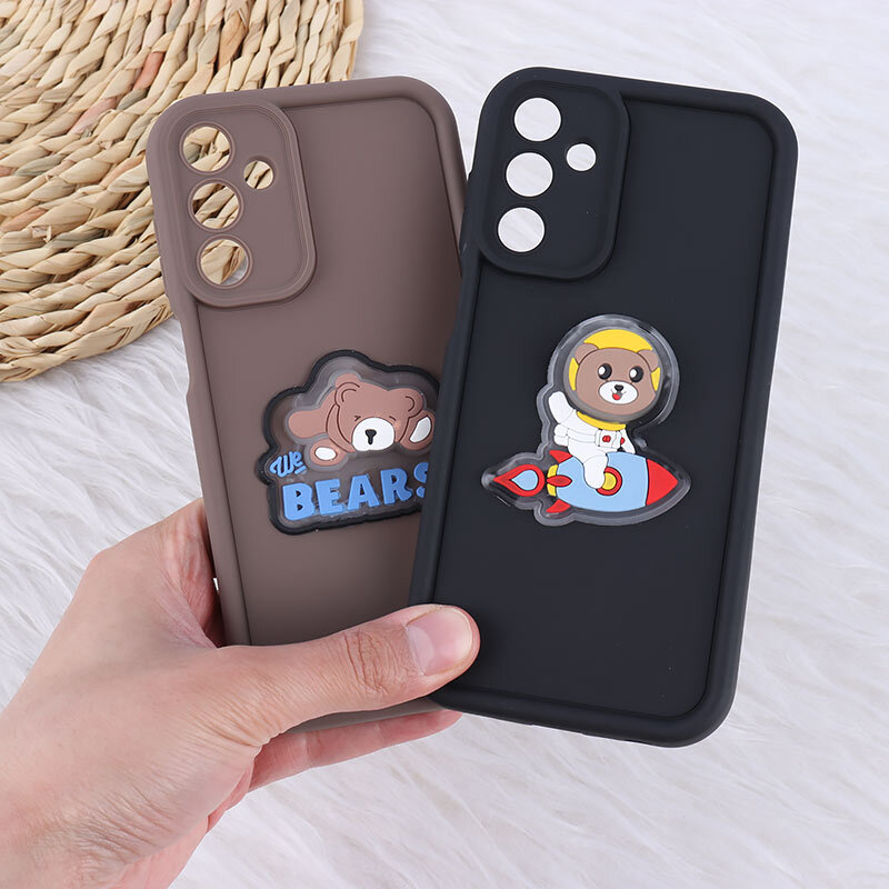 قاب سولید چراغ دار سامسونگ Galaxy A15 عروسکی برجسته محافظ لنزدار