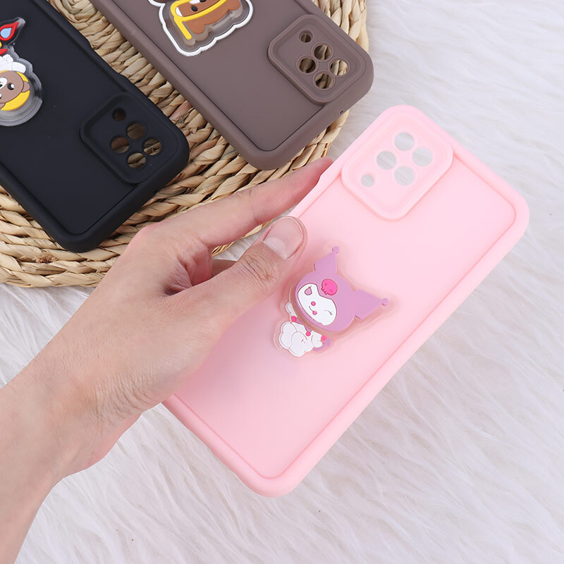 قاب سولید چراغ دار سامسونگ Galaxy A12 / M12 عروسکی برجسته محافظ لنزدار