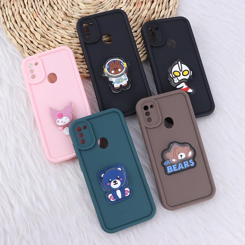 قاب سولید چراغ دار سامسونگ Galaxy A11 / M11 عروسکی برجسته محافظ لنزدار