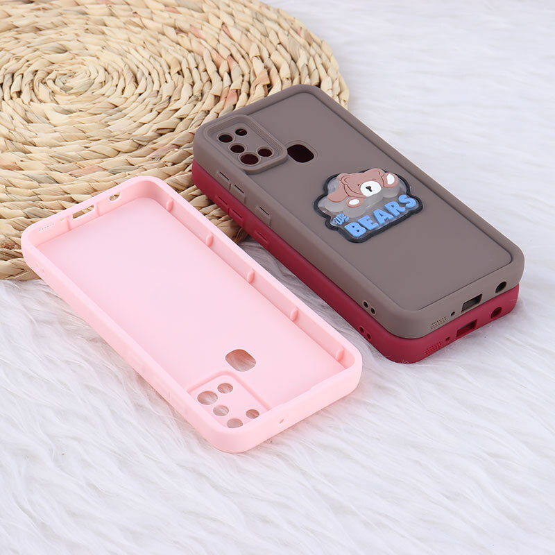 قاب سولید چراغ دار سامسونگ Galaxy A21s عروسکی برجسته محافظ لنزدار