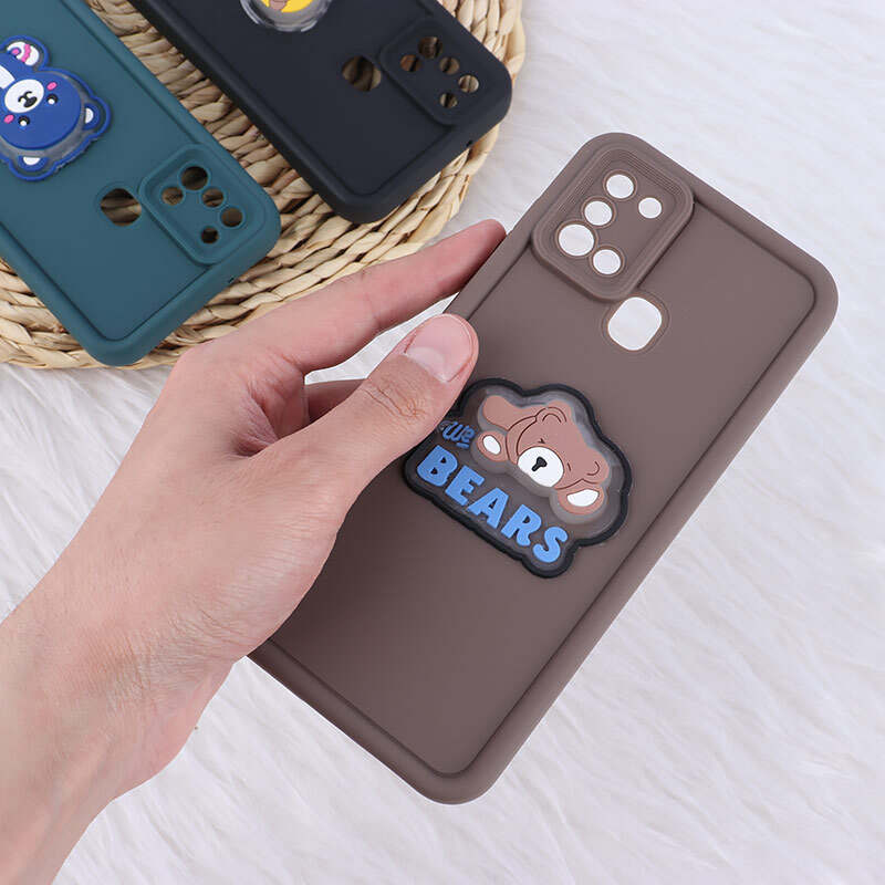 قاب سولید چراغ دار سامسونگ Galaxy A21s عروسکی برجسته محافظ لنزدار