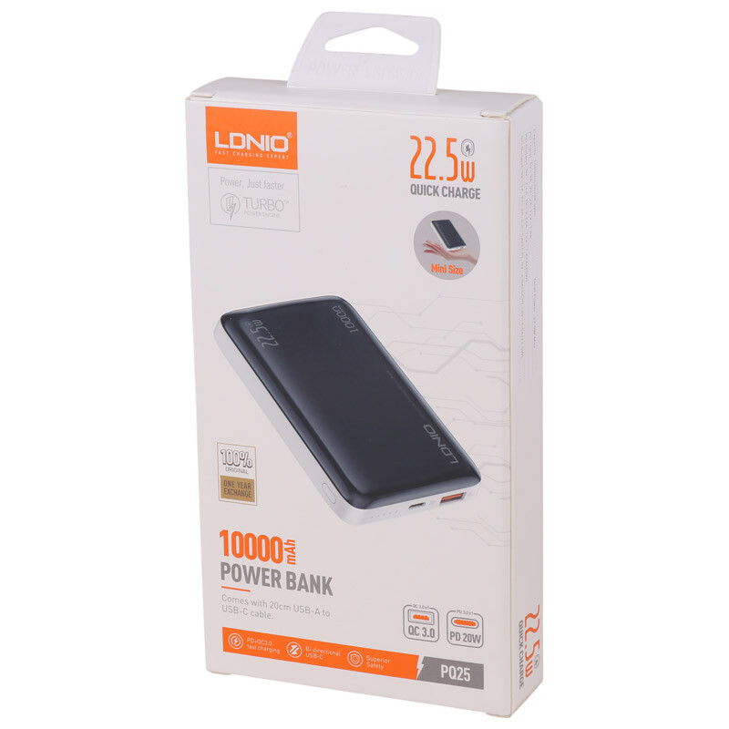 پاور بانک فست شارژ الدینیو PQ25 QC3.0 PD3.0 22.5W ظرفیت 10000 میلی آمپر ساعت