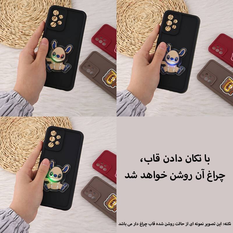 قاب سولید چراغ دار سامسونگ Galaxy A10s عروسکی برجسته محافظ لنزدار