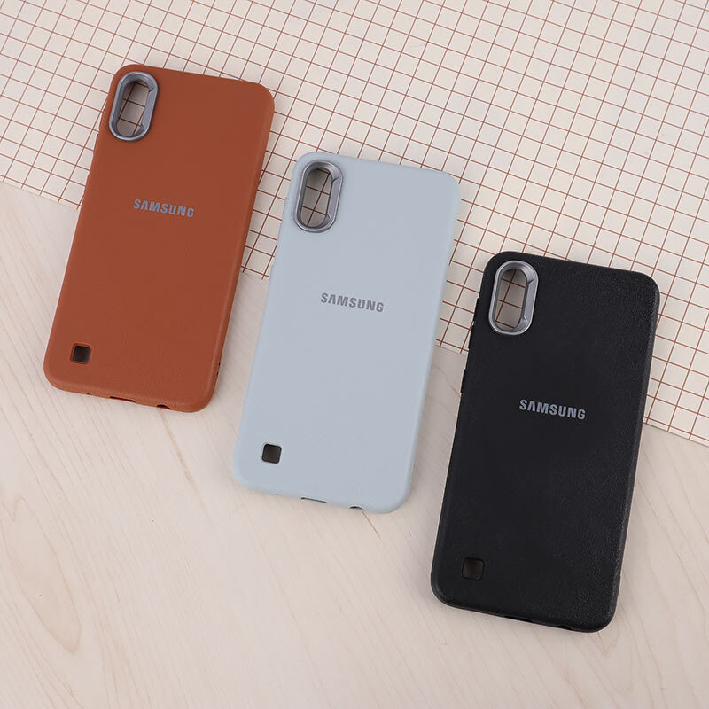 قاب چرمی ژله ای Leather سامسونگ Galaxy A10 لوگودار