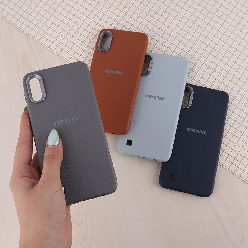 قاب چرمی ژله ای Leather سامسونگ Galaxy A10 لوگودار