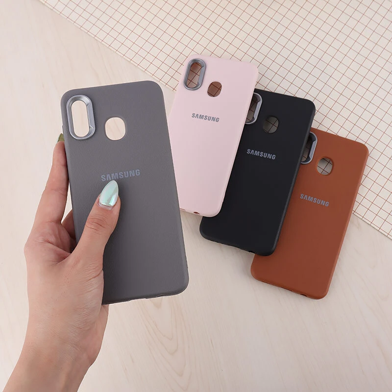 قاب چرمی ژله ای Leather سامسونگ Galaxy A20 / A30 لوگودار