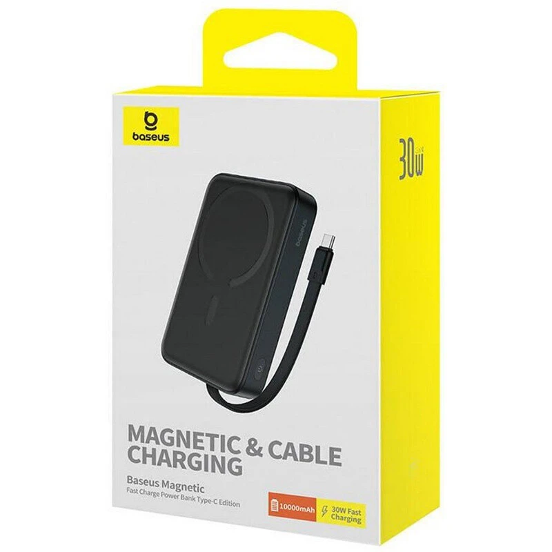 پاور بانک بی سیم فست شارژ باسئوس Magnetic P1002210b113 PD 30W ظرفیت 10000 میلی آمپر ساعت