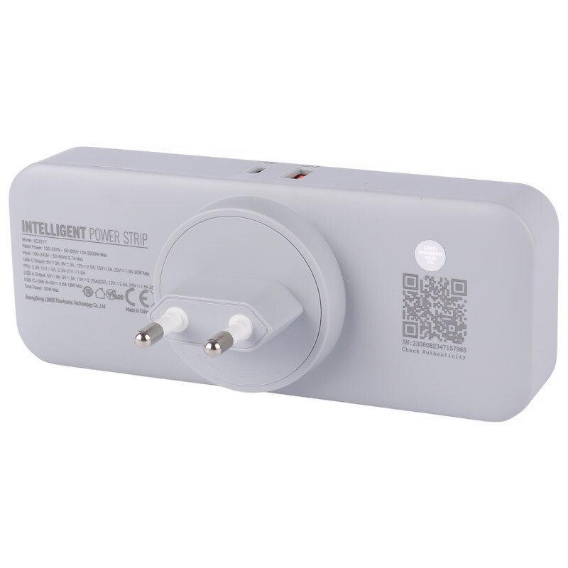 چند راهی 3 خانه برق الدینیو SC3317 + شارژر USB و Type-C