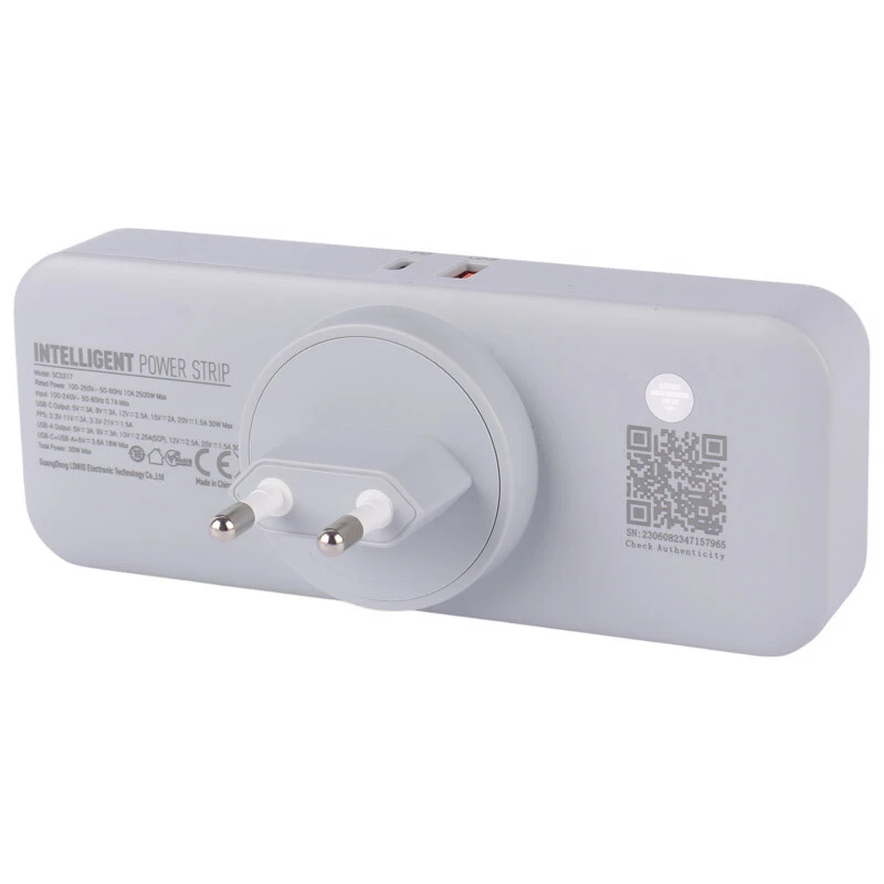 چند راهی 3 خانه برق الدینیو SC3317 + شارژر USB و Type-C