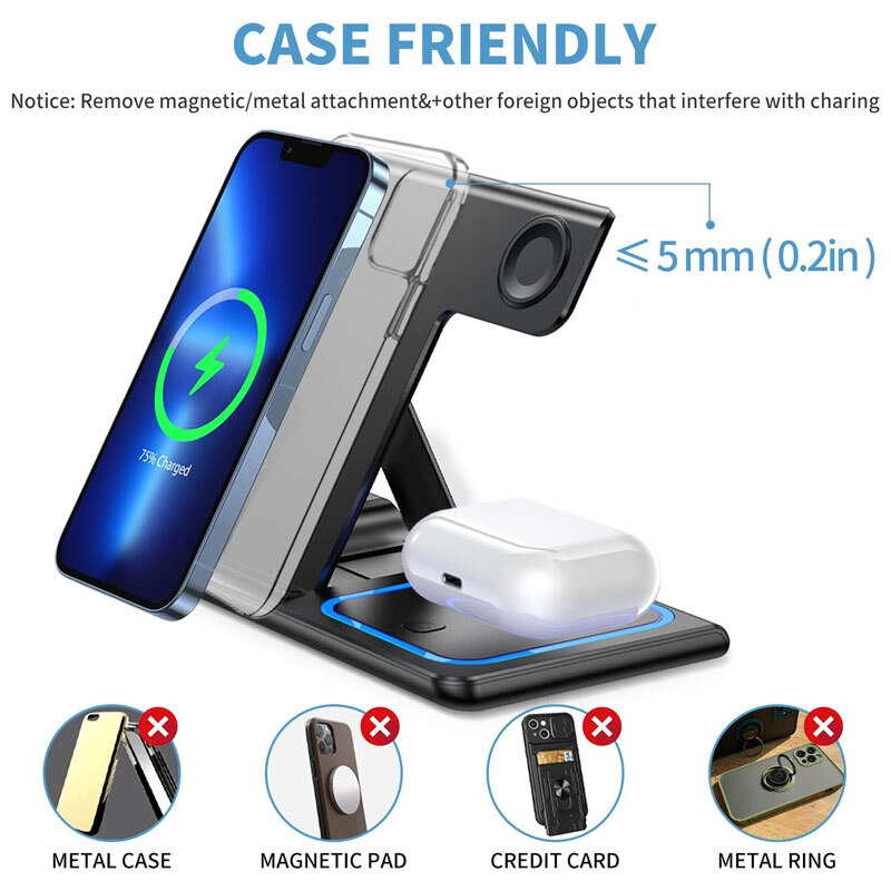 شارژر بی سیم فست شارژ و استند رومیزی Foldable 15W