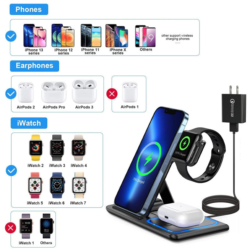 شارژر بی سیم فست شارژ و استند رومیزی Foldable 15W