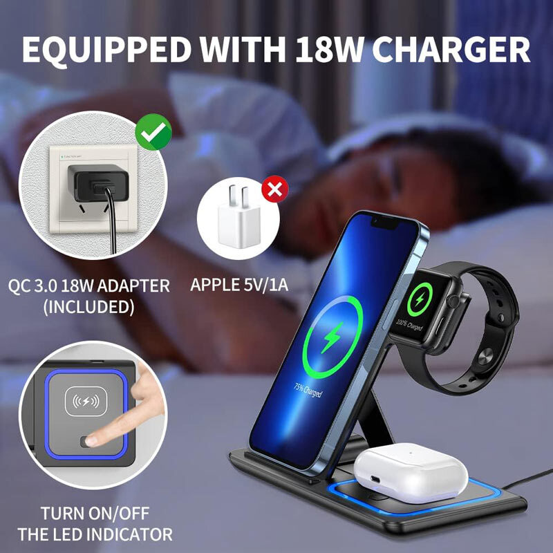 شارژر بی سیم فست شارژ و استند رومیزی Foldable 15W