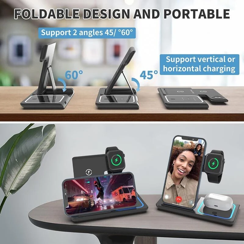 شارژر بی سیم فست شارژ و استند رومیزی Foldable 15W